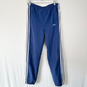 Vintage Adidas Womens Track Pants S/M Blue White Stripe Athletic Joggers 90s